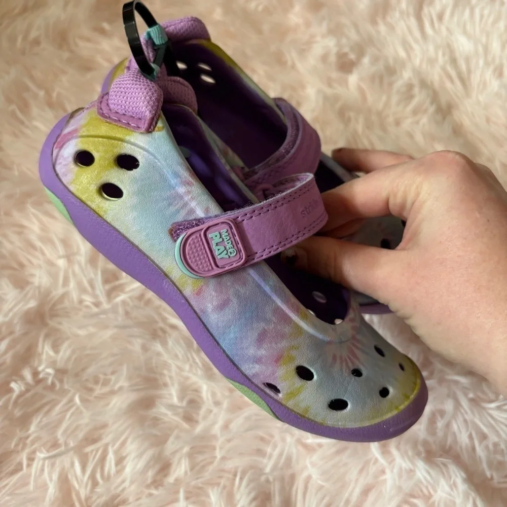 Stride Rite Kids' Purple Tie-Dye Shoes Made2Play Phibian- Kids/Girl Sz 12